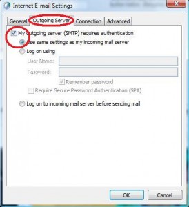 Outgoing Server Select Outgoing Server