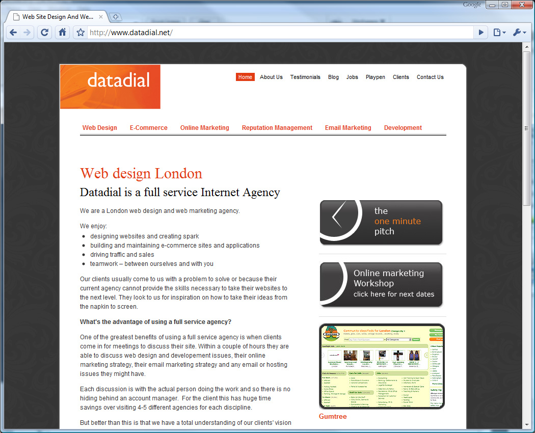 Our old home page Our old home page
