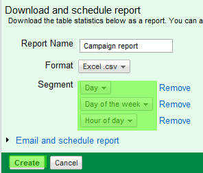 AdWords report segments