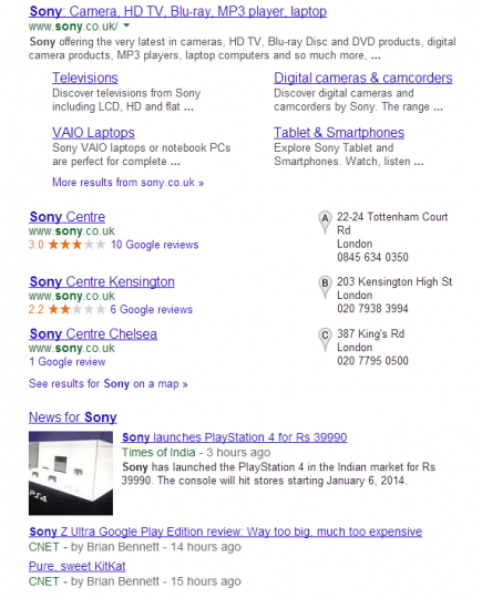 Sony example - Majestic SEO